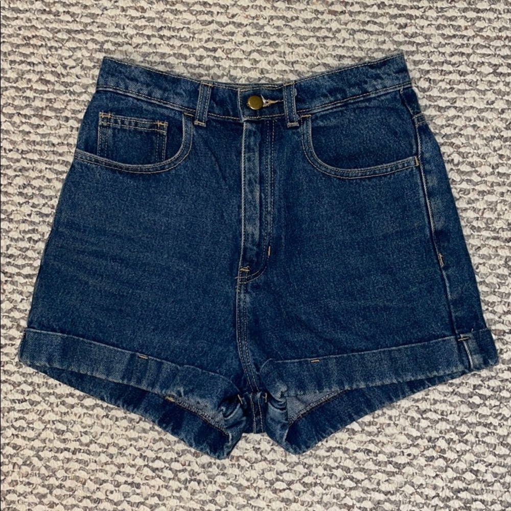 Dark denim high waisted jean shorts